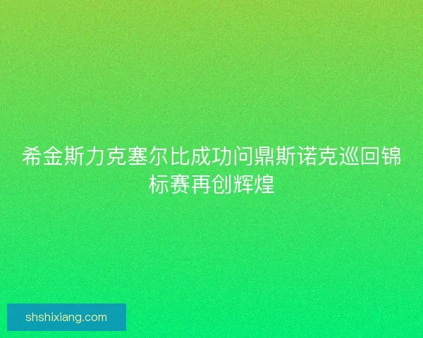 希金斯力克塞尔比成功问鼎斯诺克巡回锦标赛再创辉煌