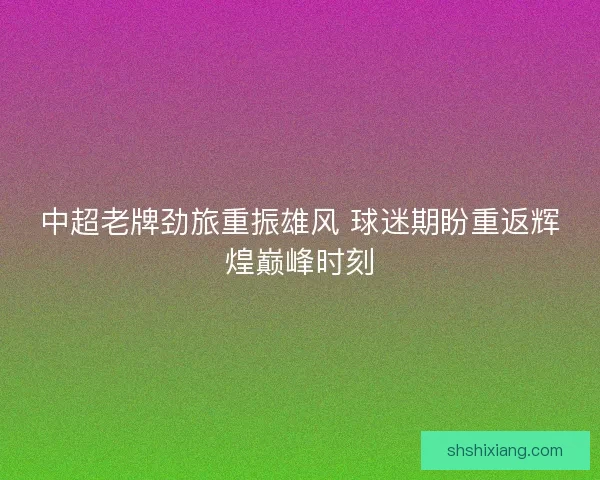 中超老牌劲旅重振雄风 球迷期盼重返辉煌巅峰时刻