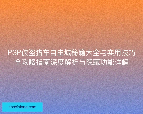 PSP侠盗猎车自由城秘籍大全与实用技巧全攻略指南深度解析与隐藏功能详解