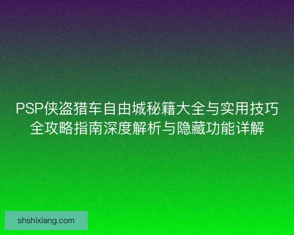 PSP侠盗猎车自由城秘籍大全与实用技巧全攻略指南深度解析与隐藏功能详解
